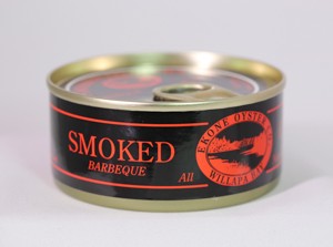 Canned smoked BBQ oysters