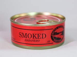 Canned smoked habanero oysters